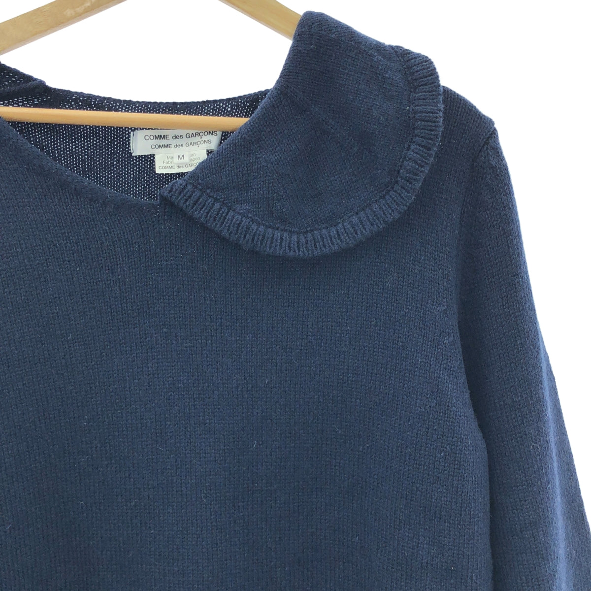 COMME des GARCONS | 2022 秋冬 | 不對稱領口羊毛針織衫 | M碼 | 海軍藍 | 女款