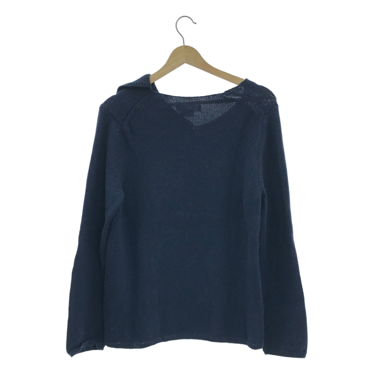 COMME des GARCONS | 2022 秋冬 | 不對稱領口羊毛針織衫 | M碼 | 海軍藍 | 女款