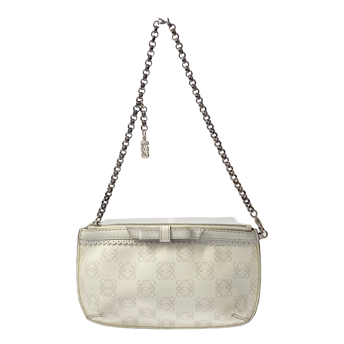 LOEWE | Anagram Logo Ribbon Chain Pouch Handbag | White | Women's