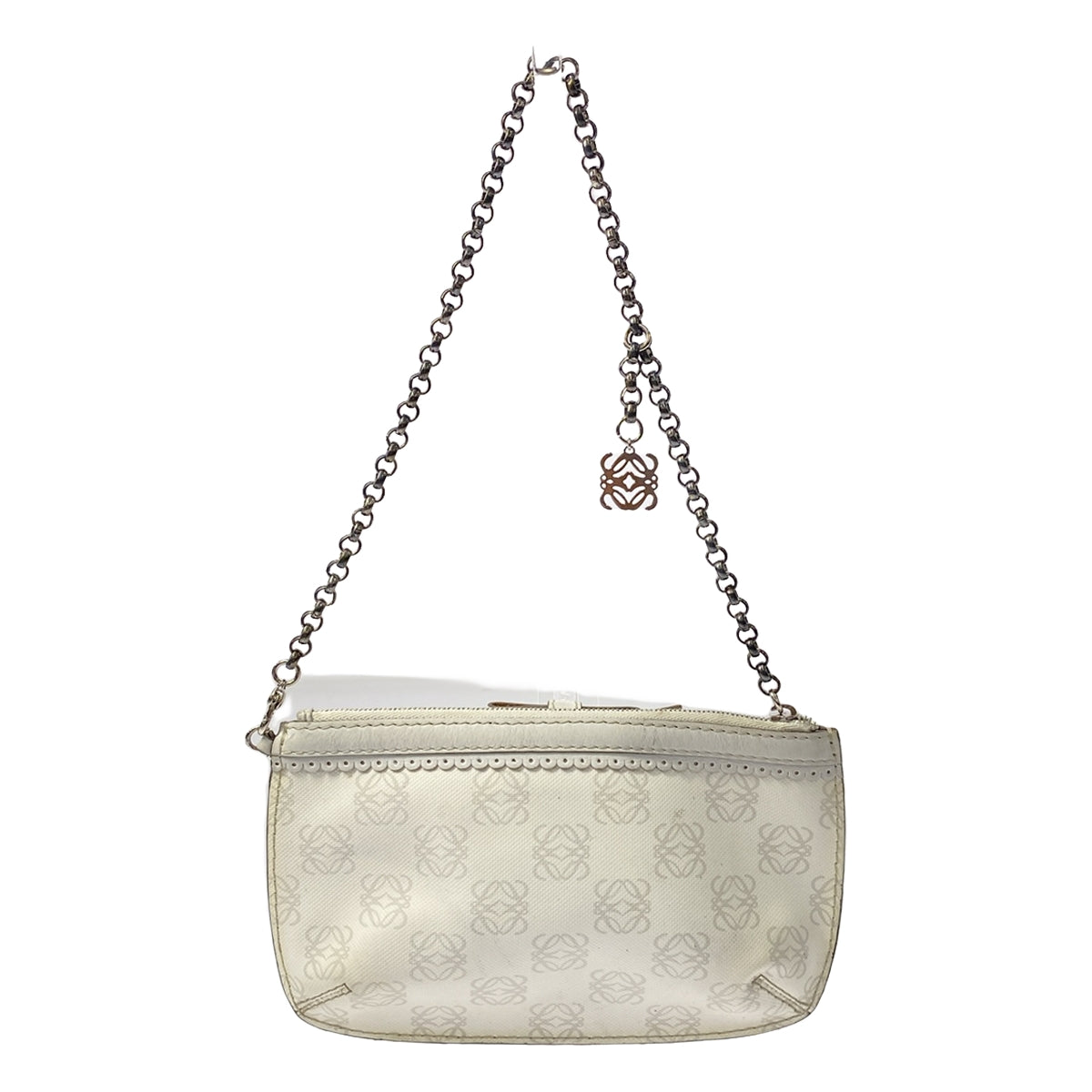 LOEWE | Anagram Logo Ribbon Chain Pouch Handbag | White | Women's