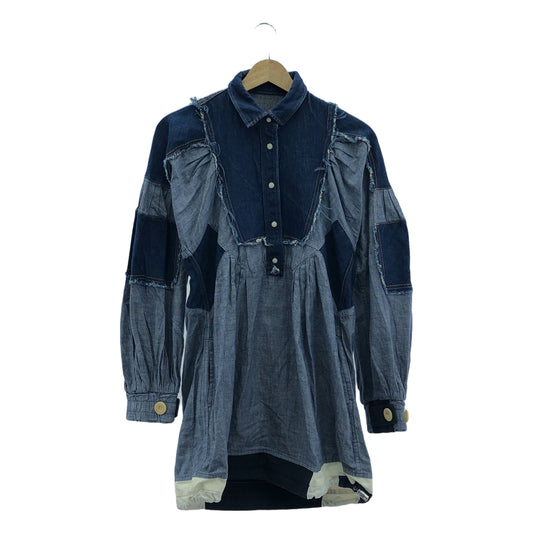 sacai / サカイ | デニム 切替 カットオフ シャツ ワンピース | 1 | レディース
