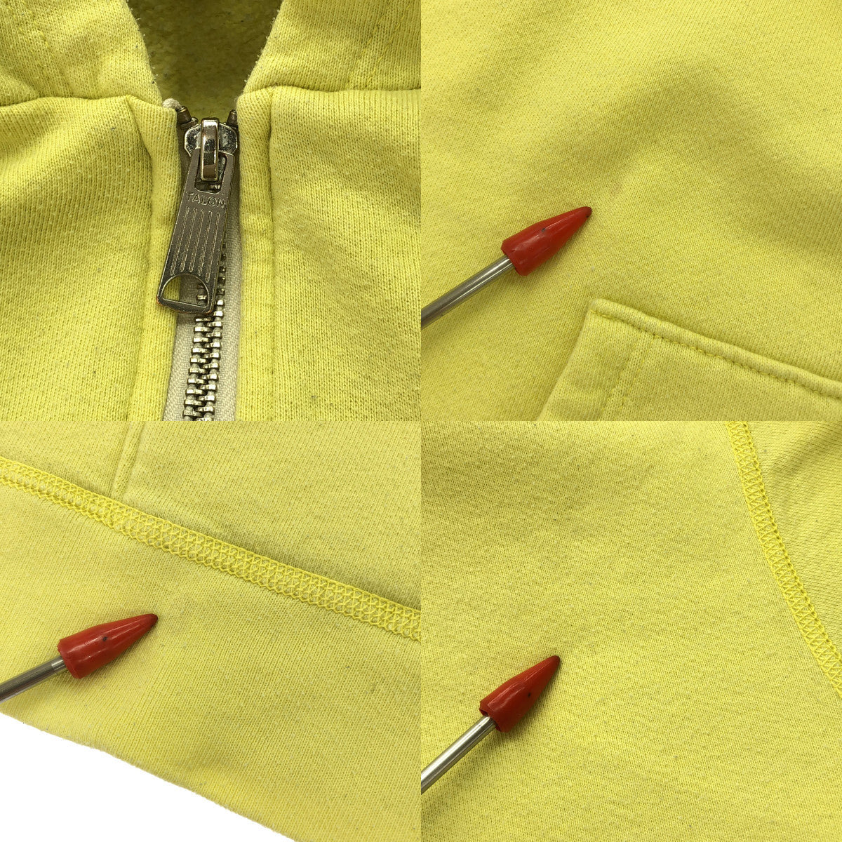 VINTAGE / Vintage clothing | 70s-80s Vintage Velva Sheen Sweatshirt Double Zip Hoodie with Large Pentagonal TALON Yellow Tag | M | Men's