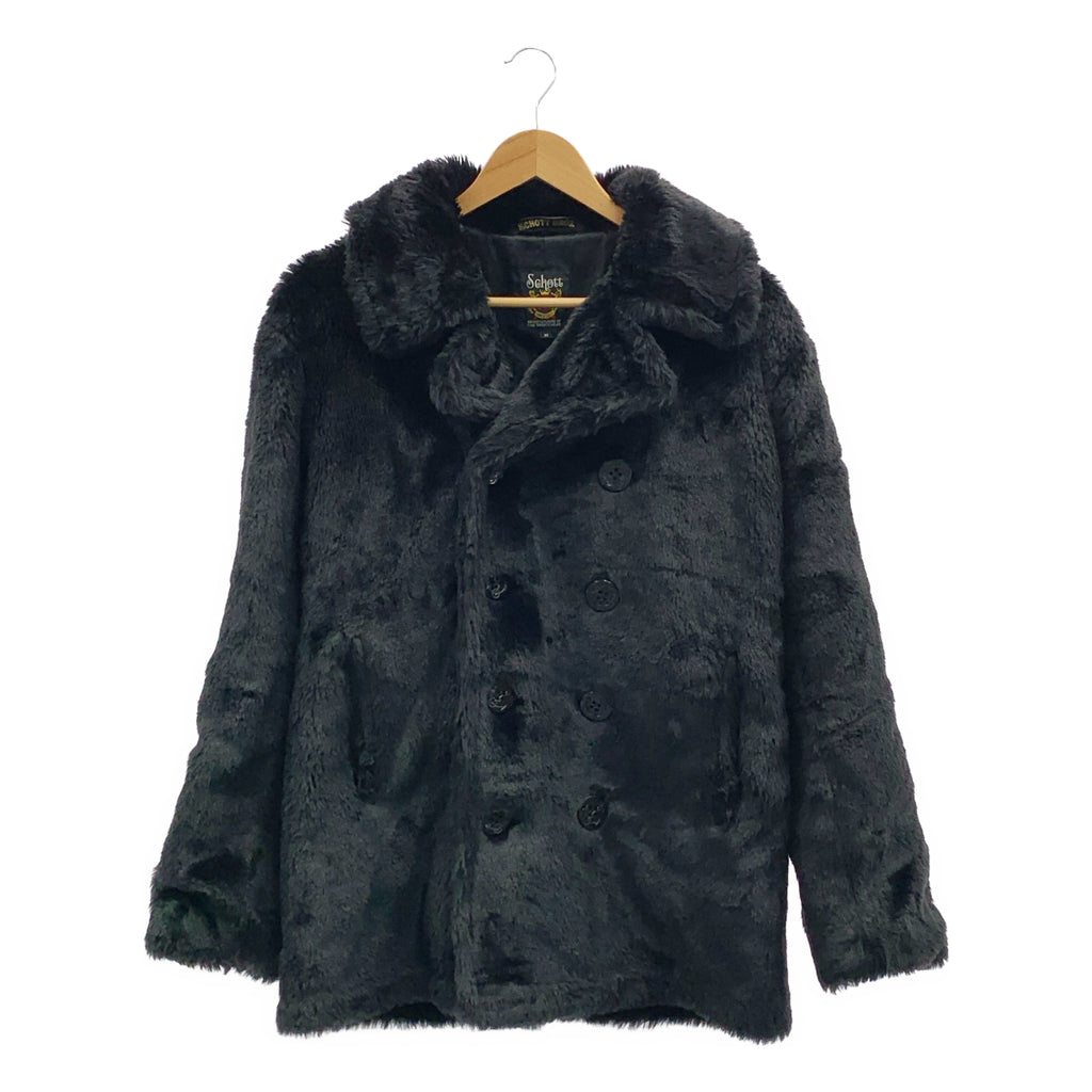 【成色極佳】SCHOTT 人造毛皮雙排扣大衣 | M碼 | 黑色 | 男士