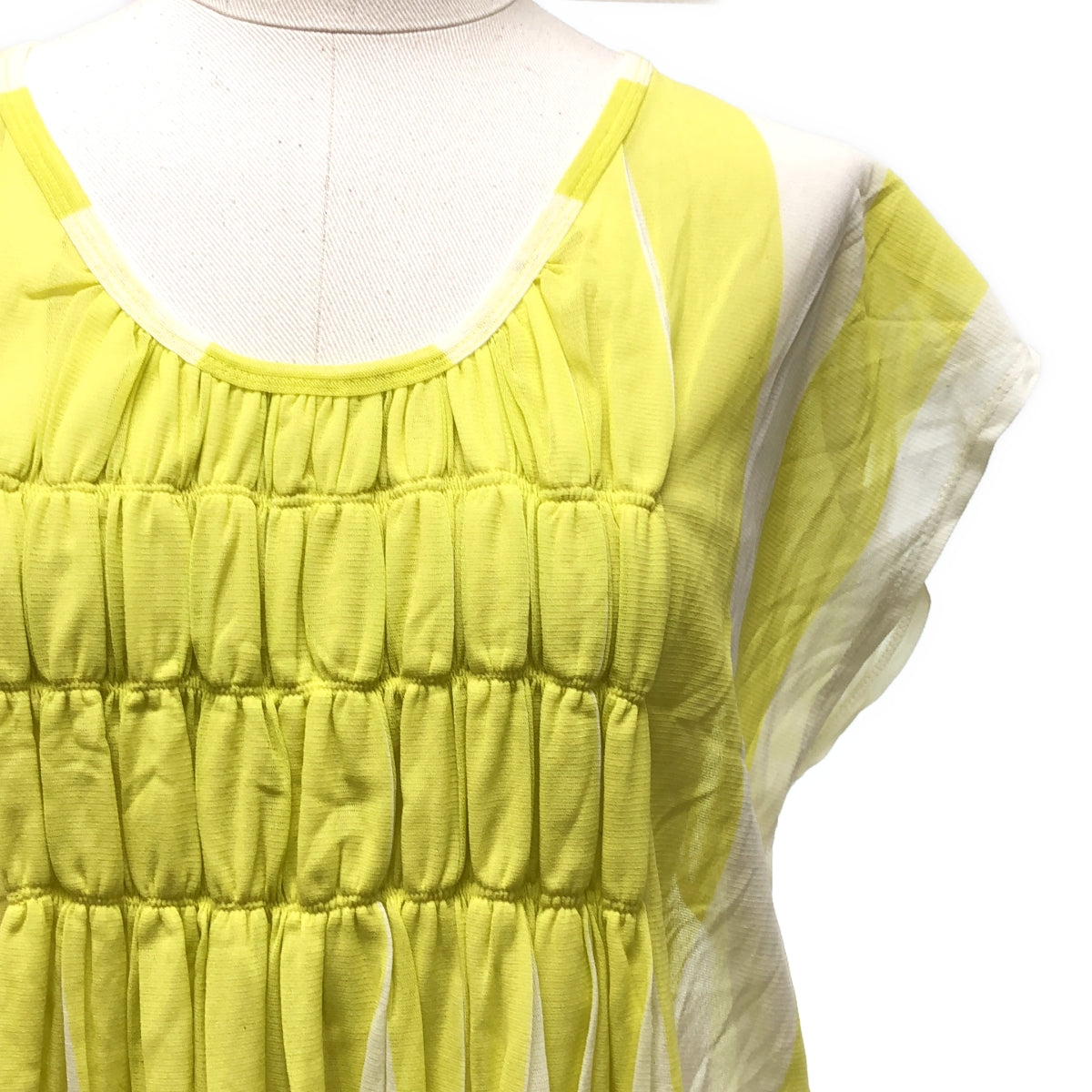 ISSEY MIYAKE / イッセイミヤケ | 2013SS | ナイロン ストライプ メッシュ ノースリーブ ワンピース | 2 | レディース