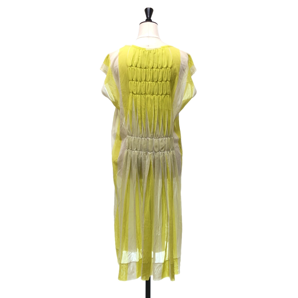 ISSEY MIYAKE / イッセイミヤケ | 2013SS | ナイロン ストライプ メッシュ ノースリーブ ワンピース | 2 | レディース