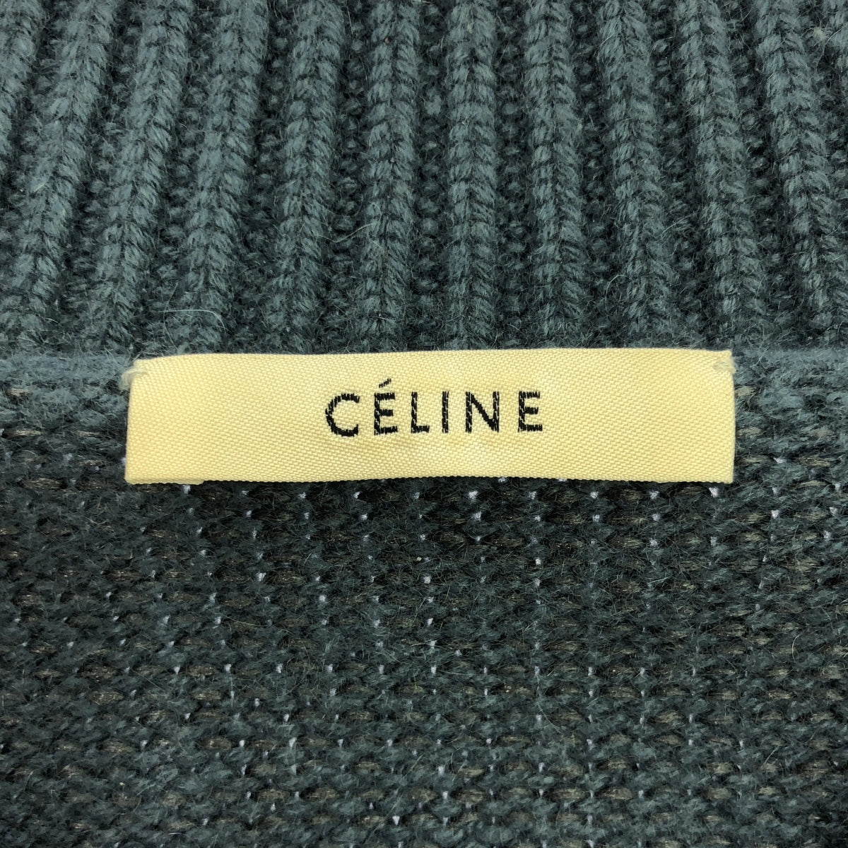 CELINE | Phoebe Cashmere Blend V-Neck Chunky Knit | S | Blue | Women's