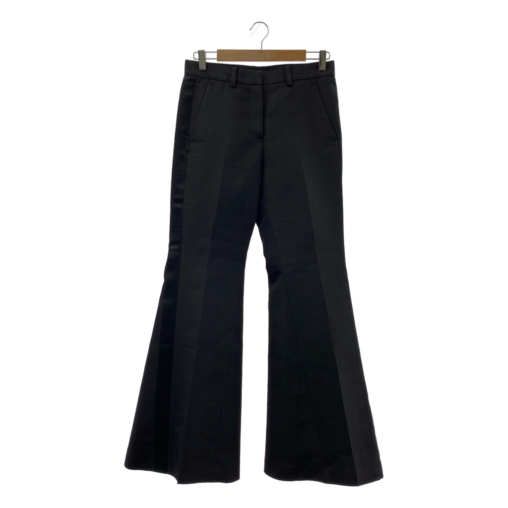 【近全新】sacai | 2022秋冬系列 | 羊毛絲質側條紋喇叭褲 | 2碼 | 黑色 | 女款