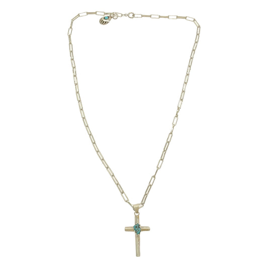 VINTAGE / Vintage clothing | Estimated 40s ~ Vernon Haskie / Sterling silver turquoise cross necklace | Silver | Men's