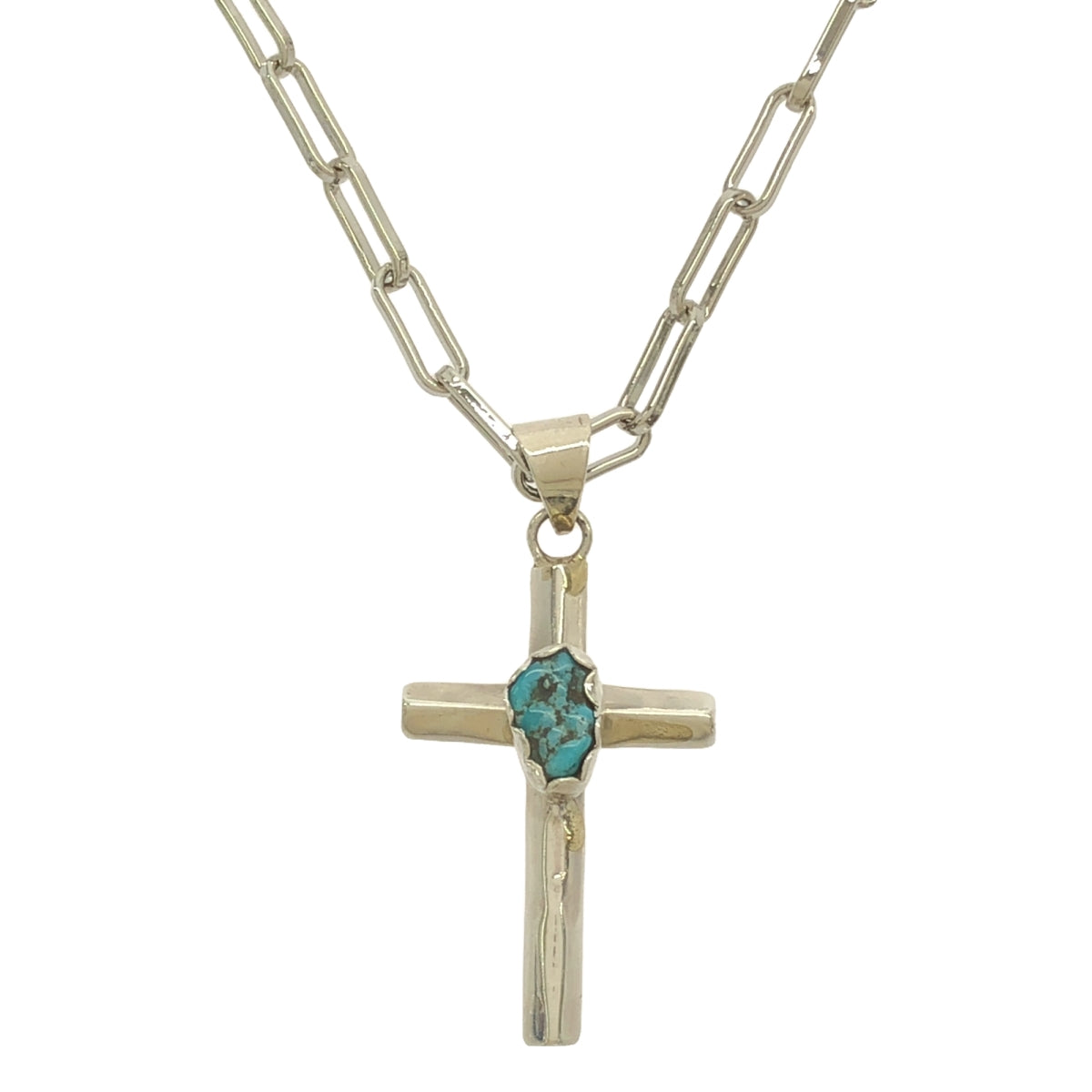 VINTAGE / Vintage clothing | Estimated 40s ~ Vernon Haskie / Sterling silver turquoise cross necklace | Silver | Men's