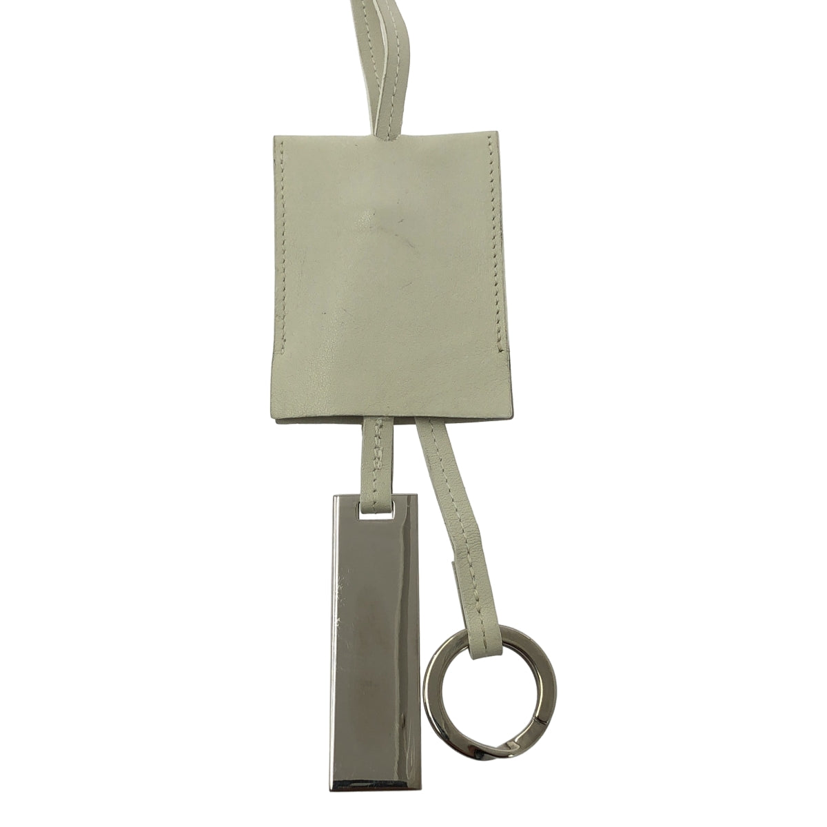 GUCCI | 皮革鑰匙鉤針鑰匙圈 | 白色/銀色 | 女款