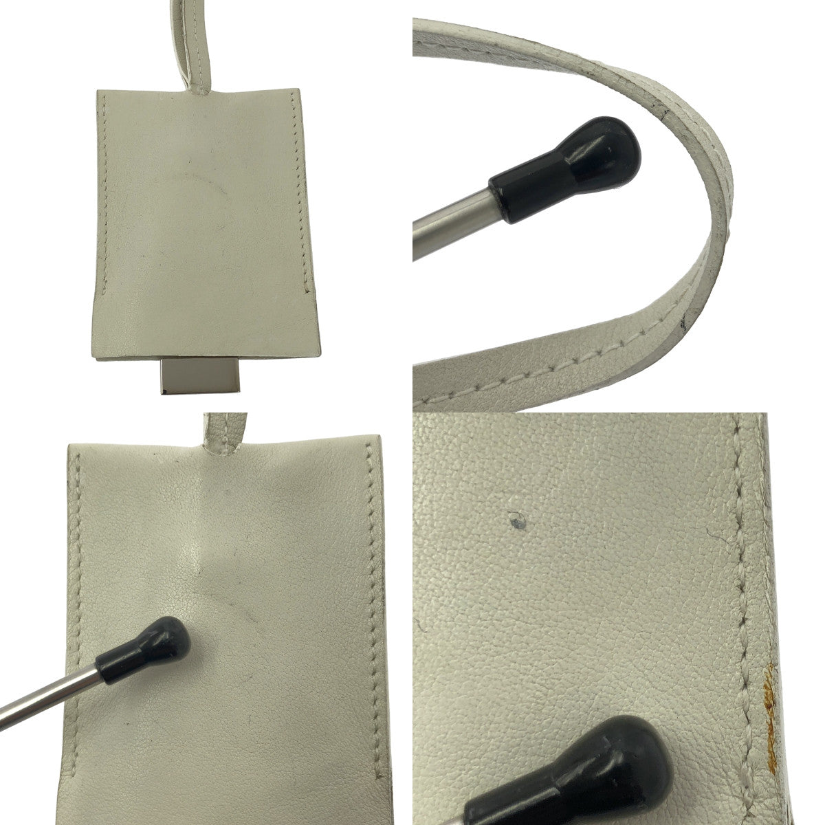 GUCCI | 皮革鑰匙鉤針鑰匙圈 | 白色/銀色 | 女款