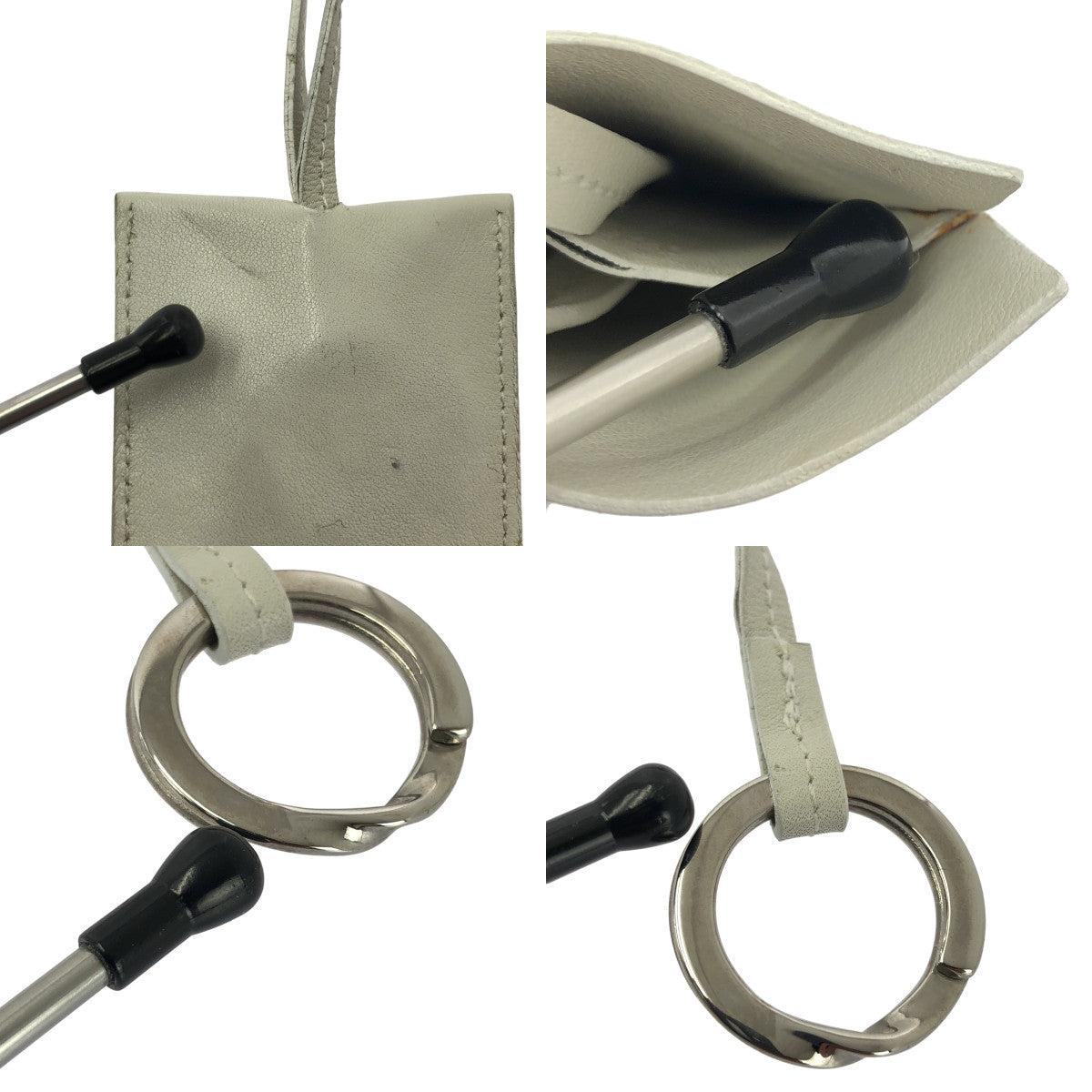 GUCCI | 皮革鑰匙鉤針鑰匙圈 | 白色/銀色 | 女款