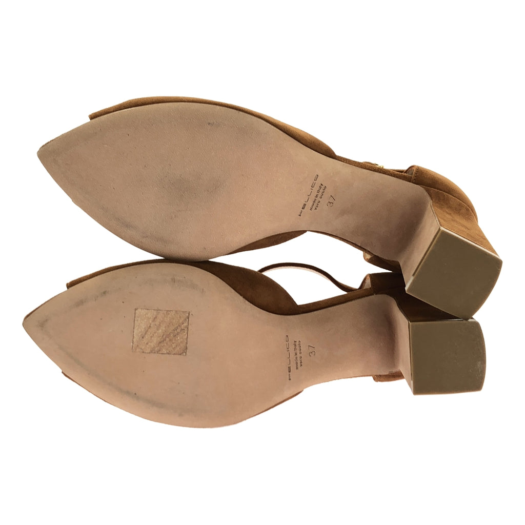 PELLICO / 페리코 | 스웨이드 가죽 레이스업 스트랩 청키힐 샌들 펌프스 | 37 | 여성