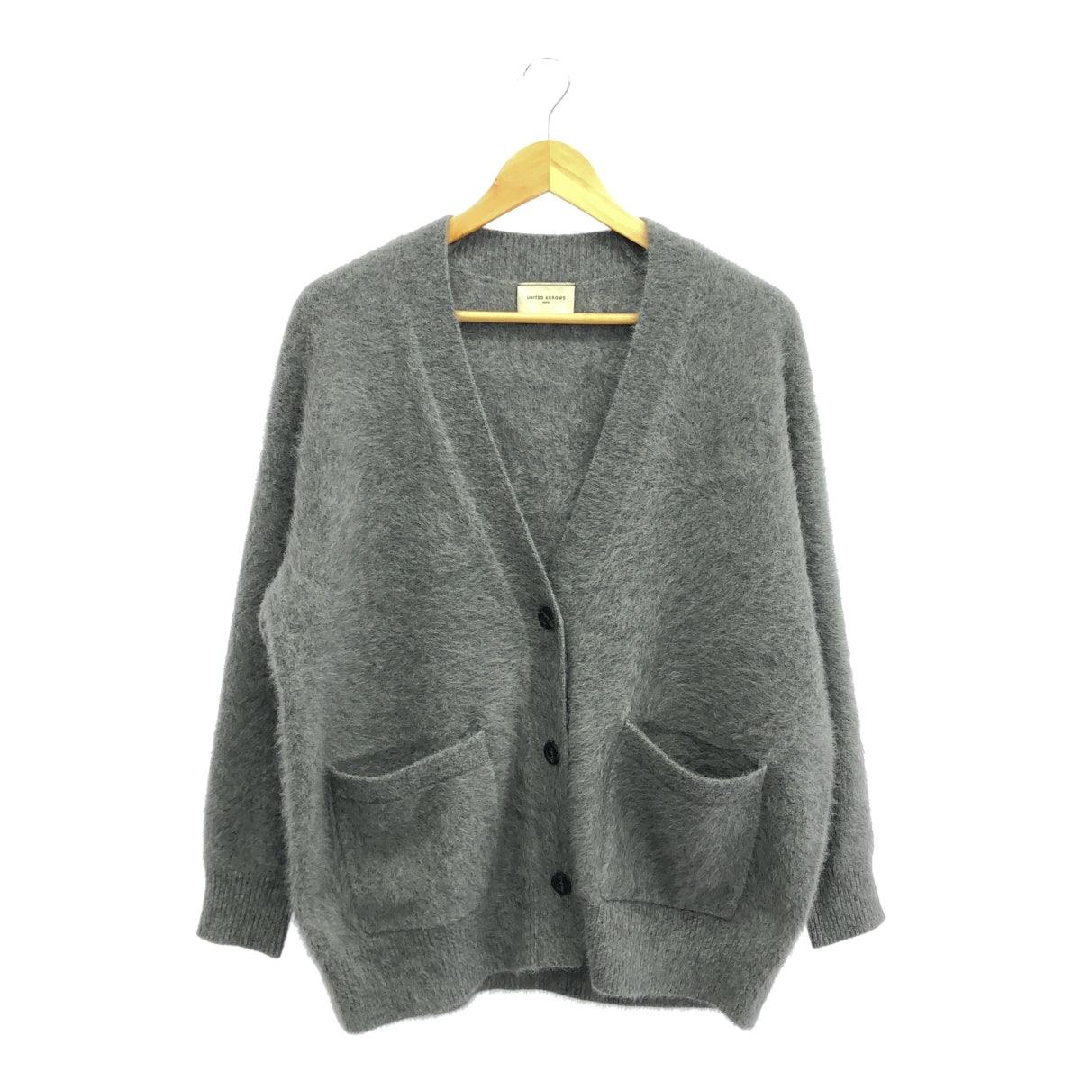 [狀況良好] 聯合箭隊 |狐狸羊絨口袋針織開襟衫 | F |灰色 |女性的