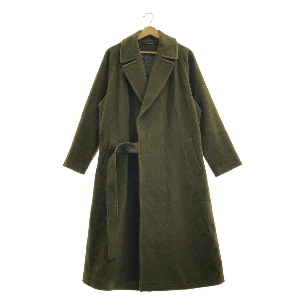 Y's / ワイズヨウジヤマモト | ウール ベルテッド オーバーコート / 総裏地 | 1 | オリーブ | レディース