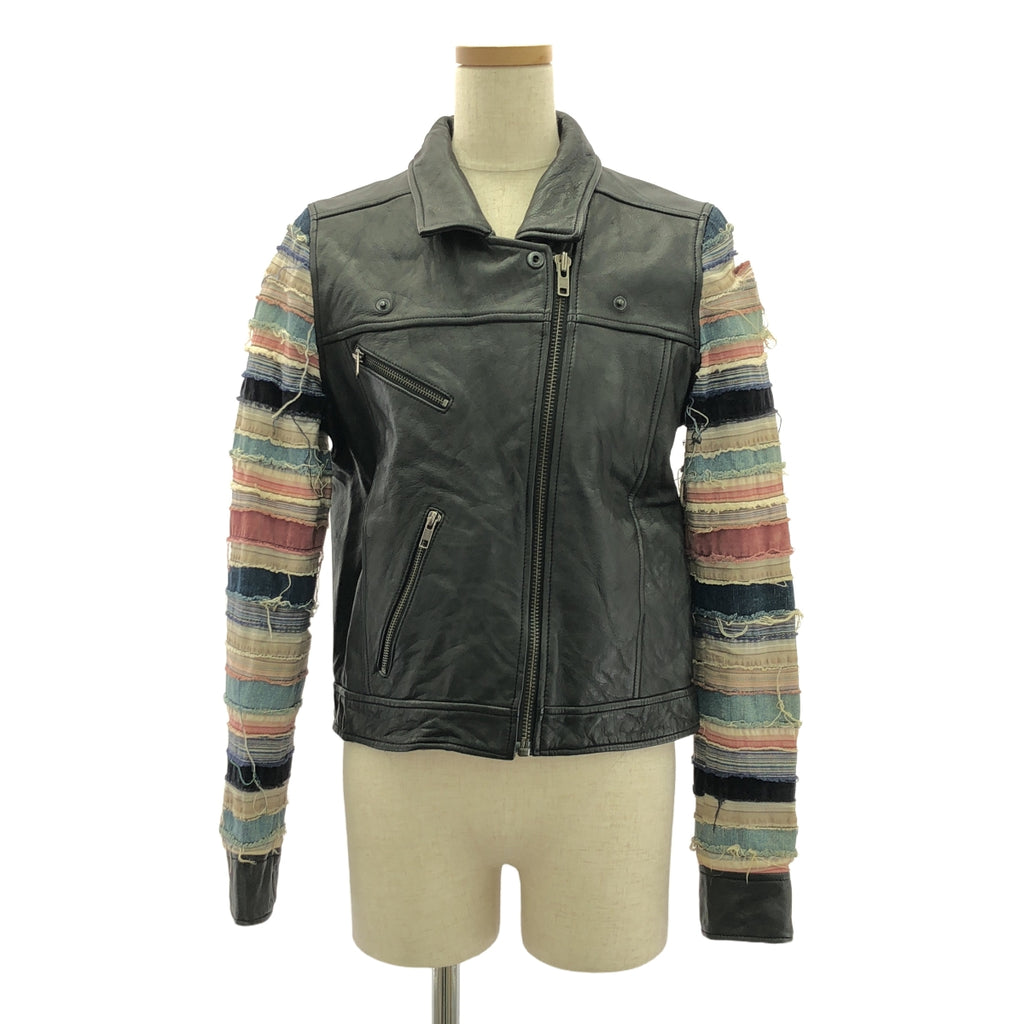Acne / アクネ | 2010AW | × Ray BEAMS SLICE LEATHER JACKET レザー ジャケット | 36 | ブラック | レディース