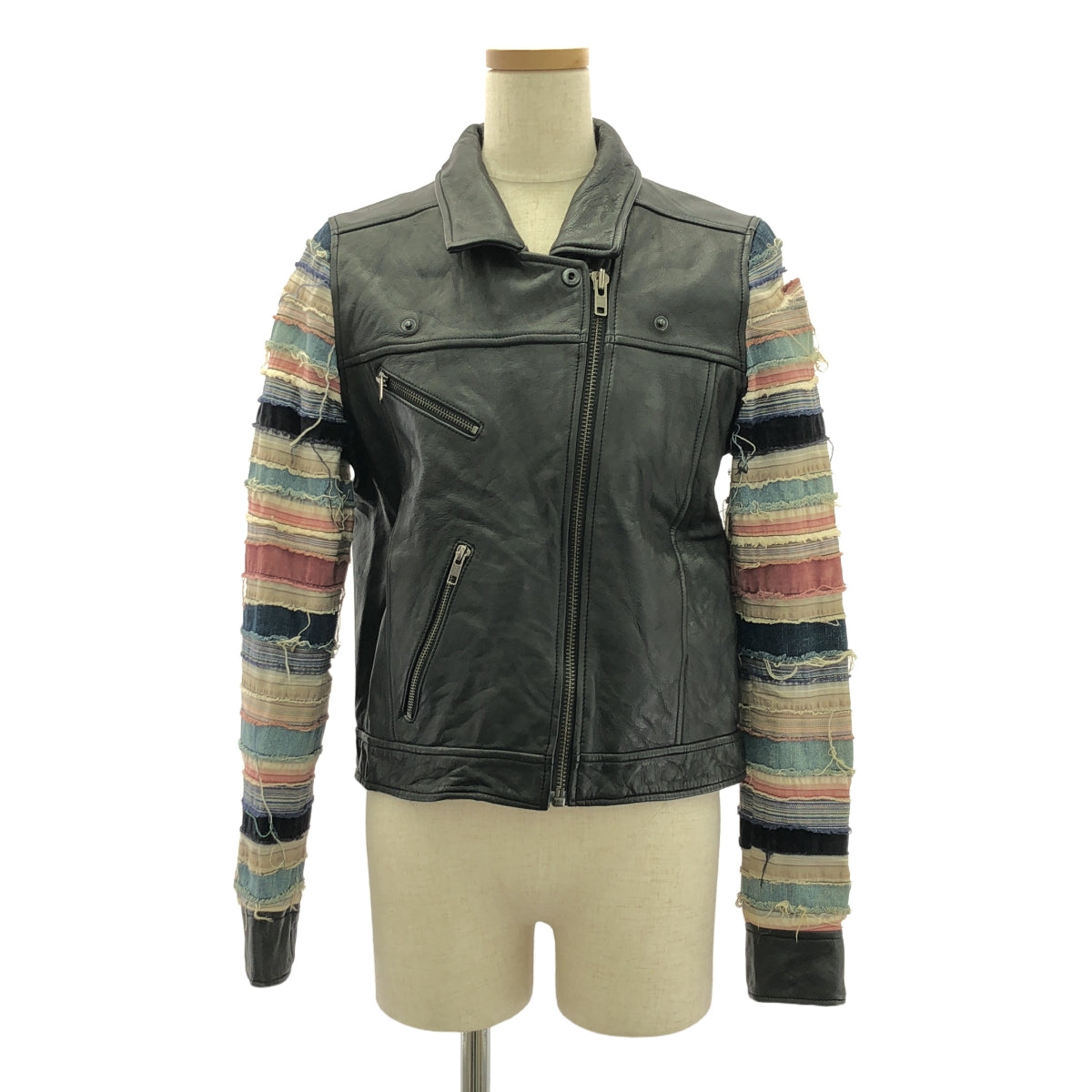 Acne / アクネ | 2010AW | × Ray BEAMS SLICE LEATHER JACKET レザー ジャケット | 36 | ブラック | レディース
