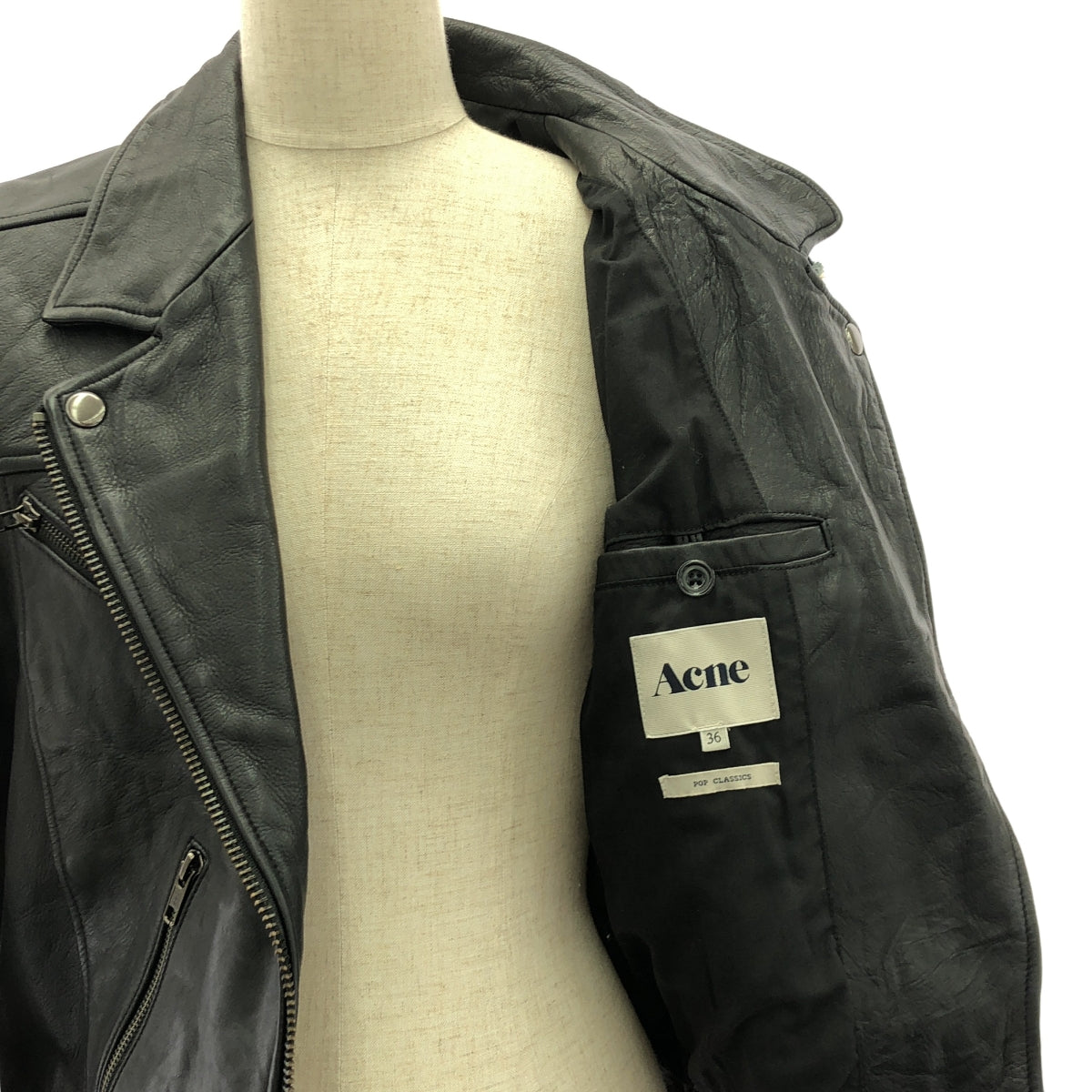 Acne / アクネ | 2010AW | × Ray BEAMS SLICE LEATHER JACKET レザー ジャケット | 36 | レディース