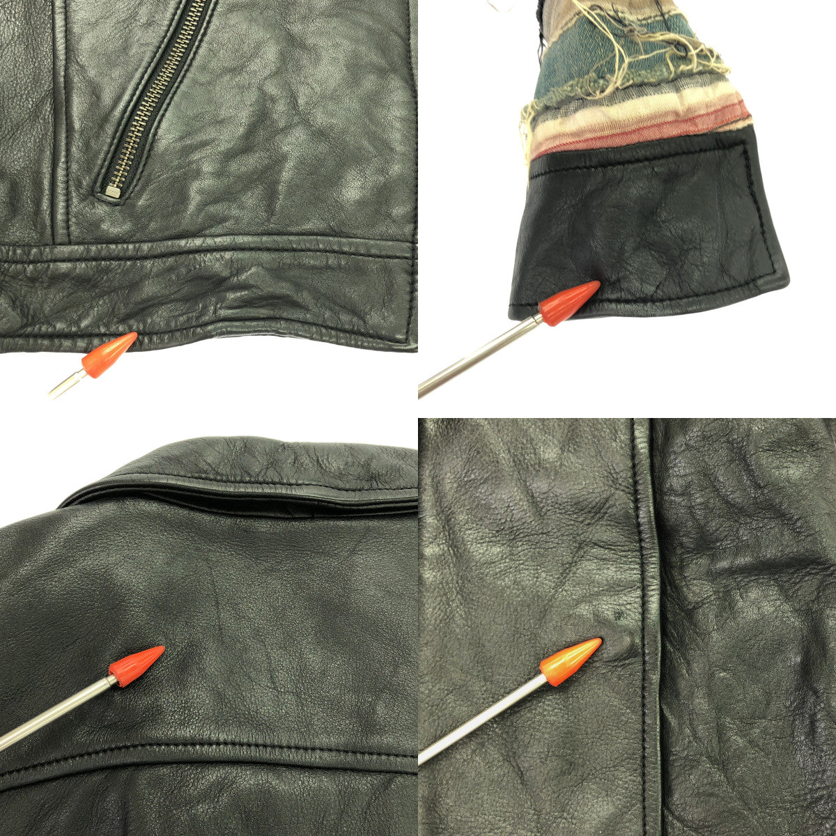 Acne / アクネ | 2010AW | × Ray BEAMS SLICE LEATHER JACKET レザー ジャケット | 36 | ブラック | レディース