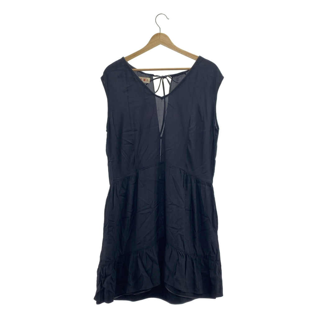 MARNI / マルニ | レーヨン レザーパイピング ティアード ノースリーブワンピース | 40 | レディース