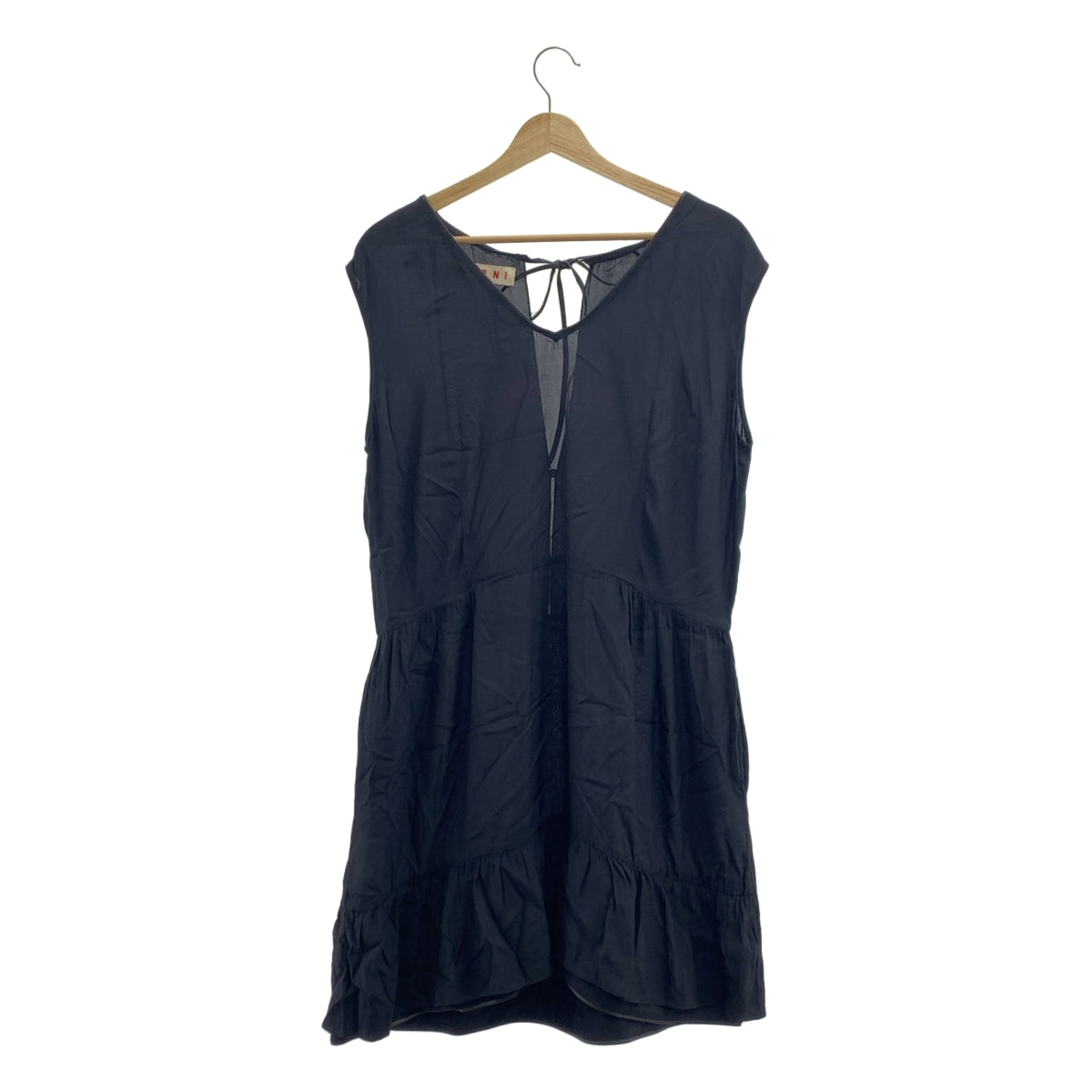 MARNI / マルニ | レーヨン レザーパイピング ティアード ノースリーブワンピース | 40 | レディース