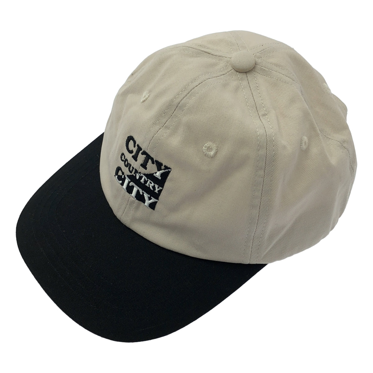 [新品] CITY COUNTRY CITY | 2024 秋冬 | 刺繡LOGO斜紋棉質棒球帽 | F碼 | 象牙白/黑色 | 男款