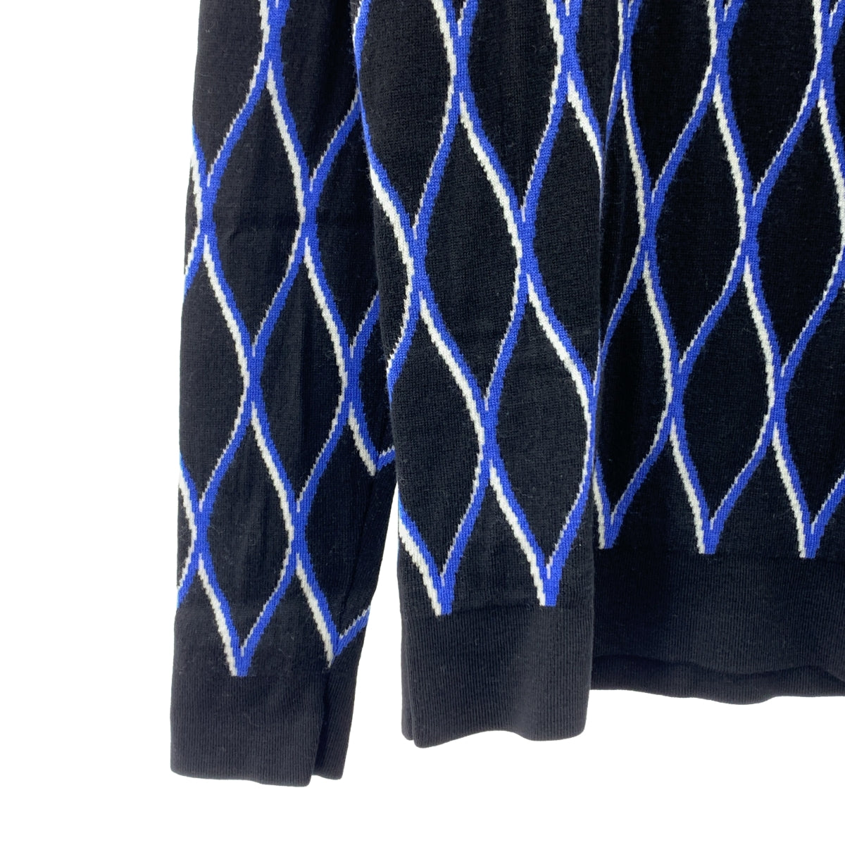 KENZO / ケンゾー | ウール 総柄 プルオーバー ニット | M | ブラック/ブルー | メンズ