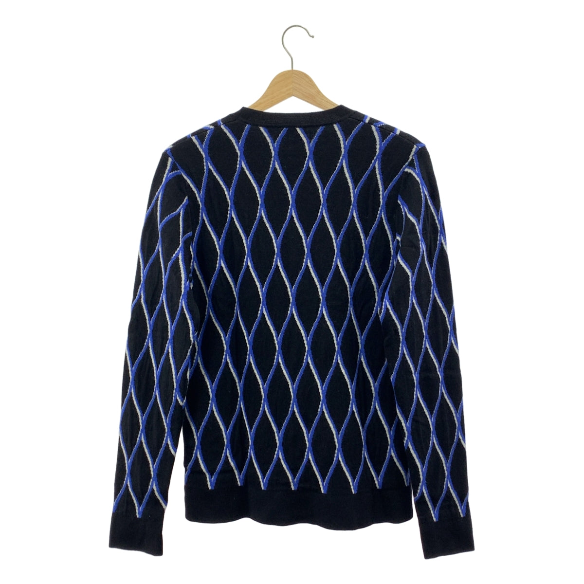 KENZO / ケンゾー | ウール 総柄 プルオーバー ニット | M | ブラック/ブルー | メンズ