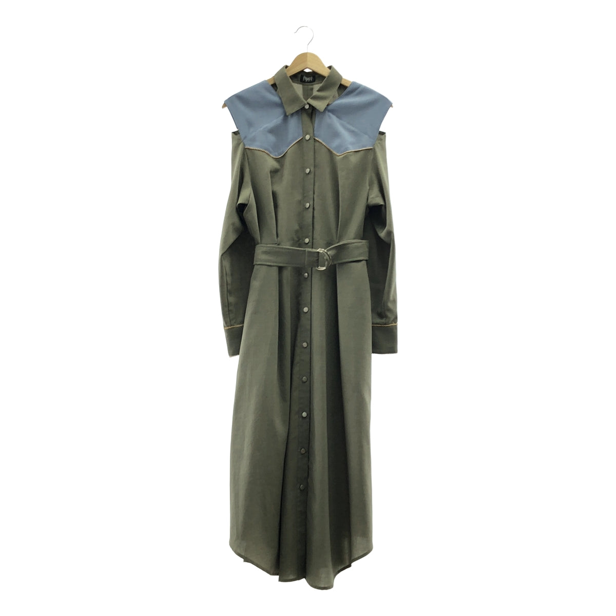 PAMEO POSE / パメオポーズ | Emperor Dress / バイカラーワンピース / インナー付き | F | カーキ/ブルー | レディース