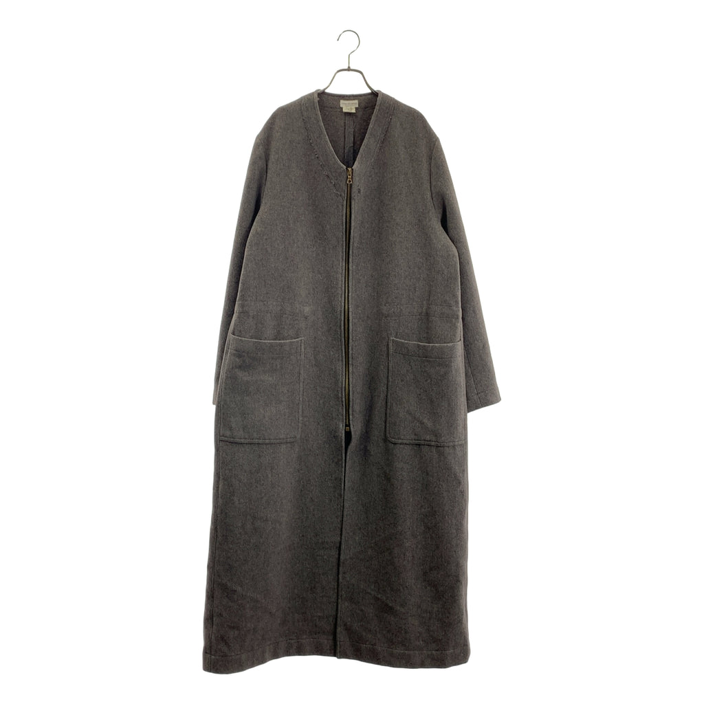 DRIES VAN NOTEN / ドリスヴァンノッテン | ウール ノーカラー ジップ ロングコート | 48 | メンズ