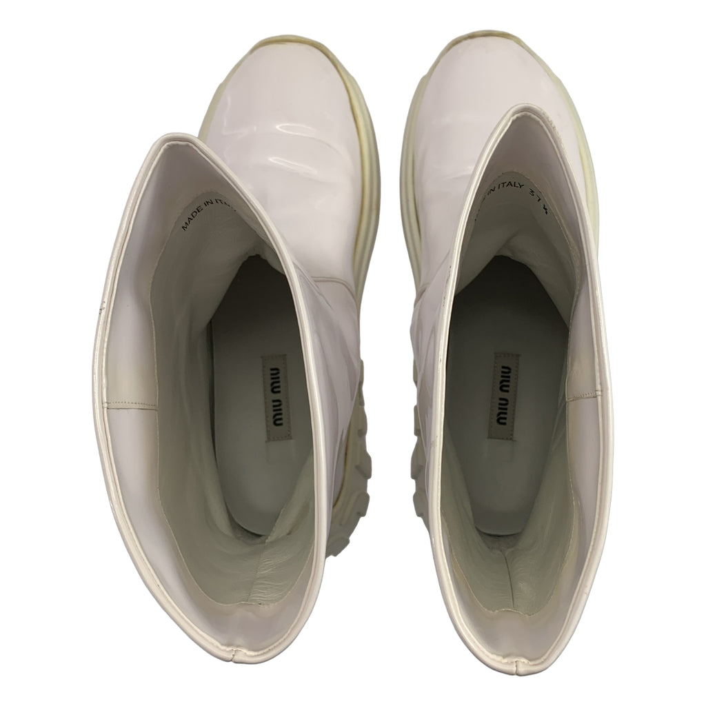 miu miu / 뮤 뮤 | 사이드 로고 레인 부츠 | 37 1/2 |