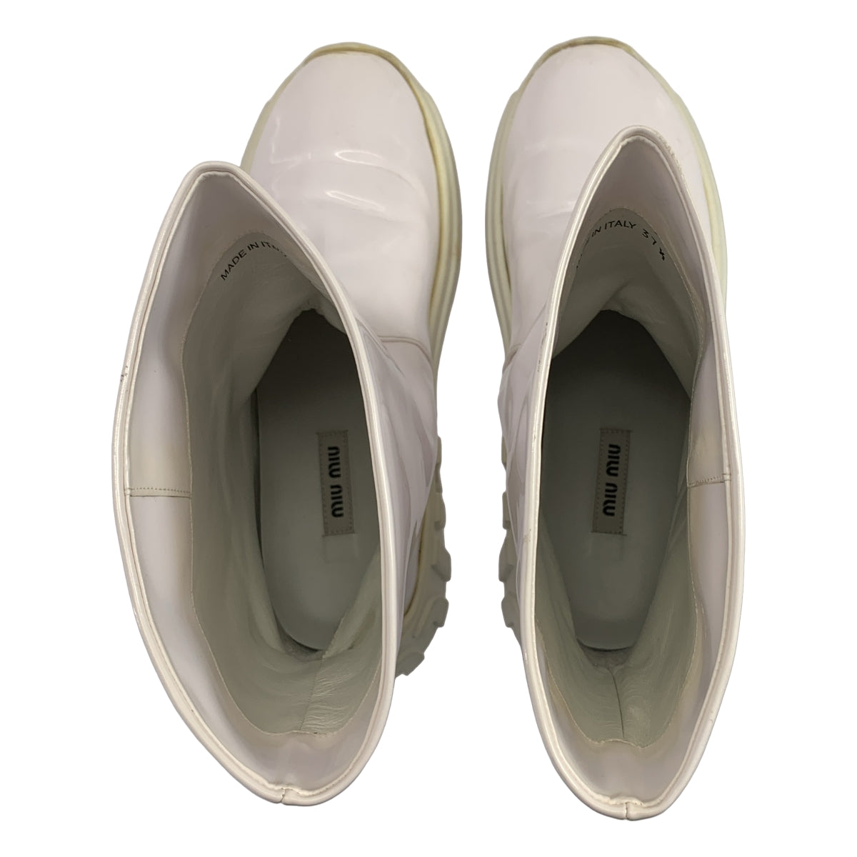 miu miu / 뮤 뮤 | 사이드 로고 레인 부츠 | 37 1/2 |