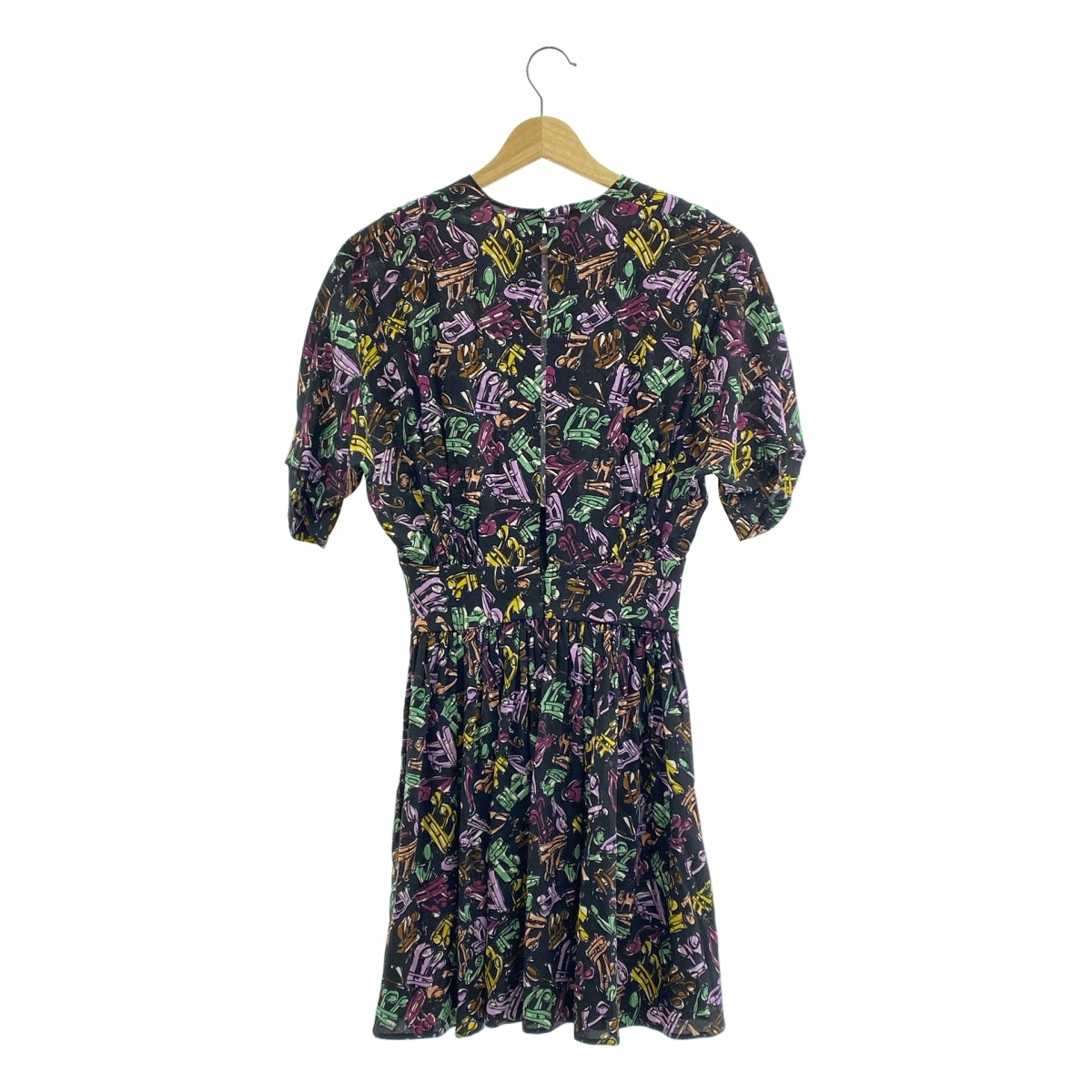 miu miu / 뮤 뮤 | 허리 개더 백 오픈 총 무늬 원피스 | 38 | 멀티 컬러 | 여성