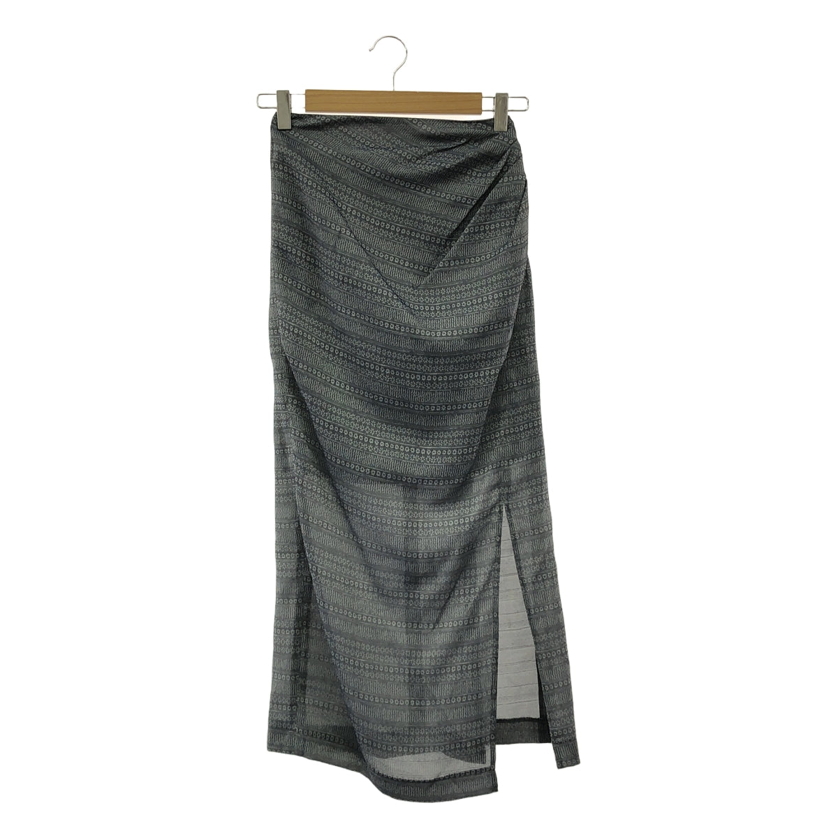 【신품】 Mame Kurogouchi / 마메쿠로고우치 | 2024AW | "Mishima Karatsu" Floral Pattern Jacquard Draped Skirt 스커트 | 1 | 네이비 | 여성