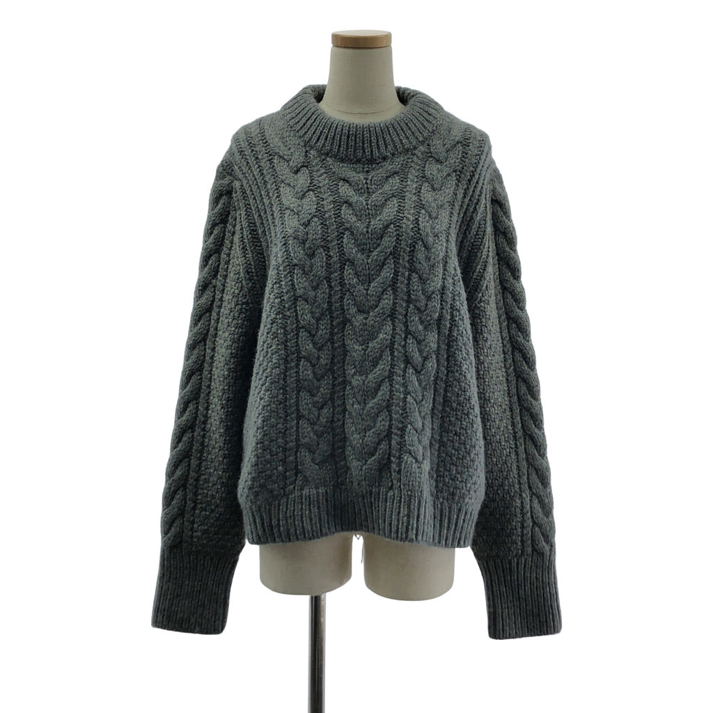 【美品】  Cecilie Bahnsen / セシリーバンセン | ウール アルパカ バックオープン ケーブルニット セーター | M/L | グレー | レディース