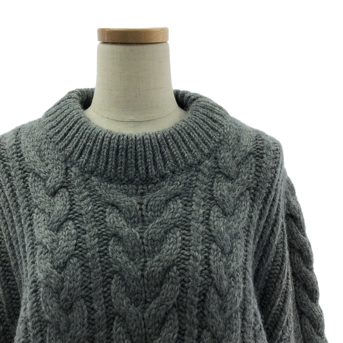 【美品】  Cecilie Bahnsen / セシリーバンセン | ウール アルパカ バックオープン ケーブルニット セーター | M/L | グレー | レディース