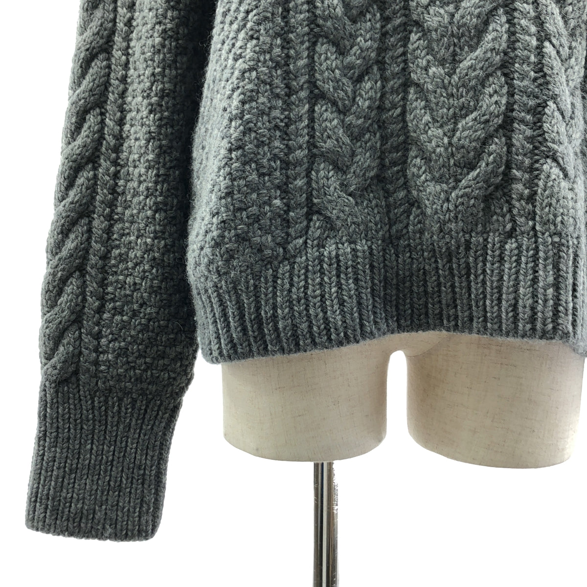 【美品】  Cecilie Bahnsen / セシリーバンセン | ウール アルパカ バックオープン ケーブルニット セーター | M/L | グレー | レディース
