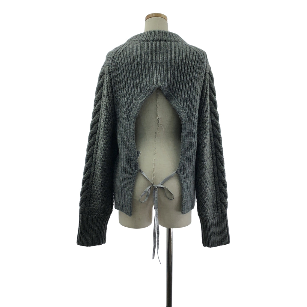 【美品】  Cecilie Bahnsen / セシリーバンセン | ウール アルパカ バックオープン ケーブルニット セーター | M/L | グレー | レディース
