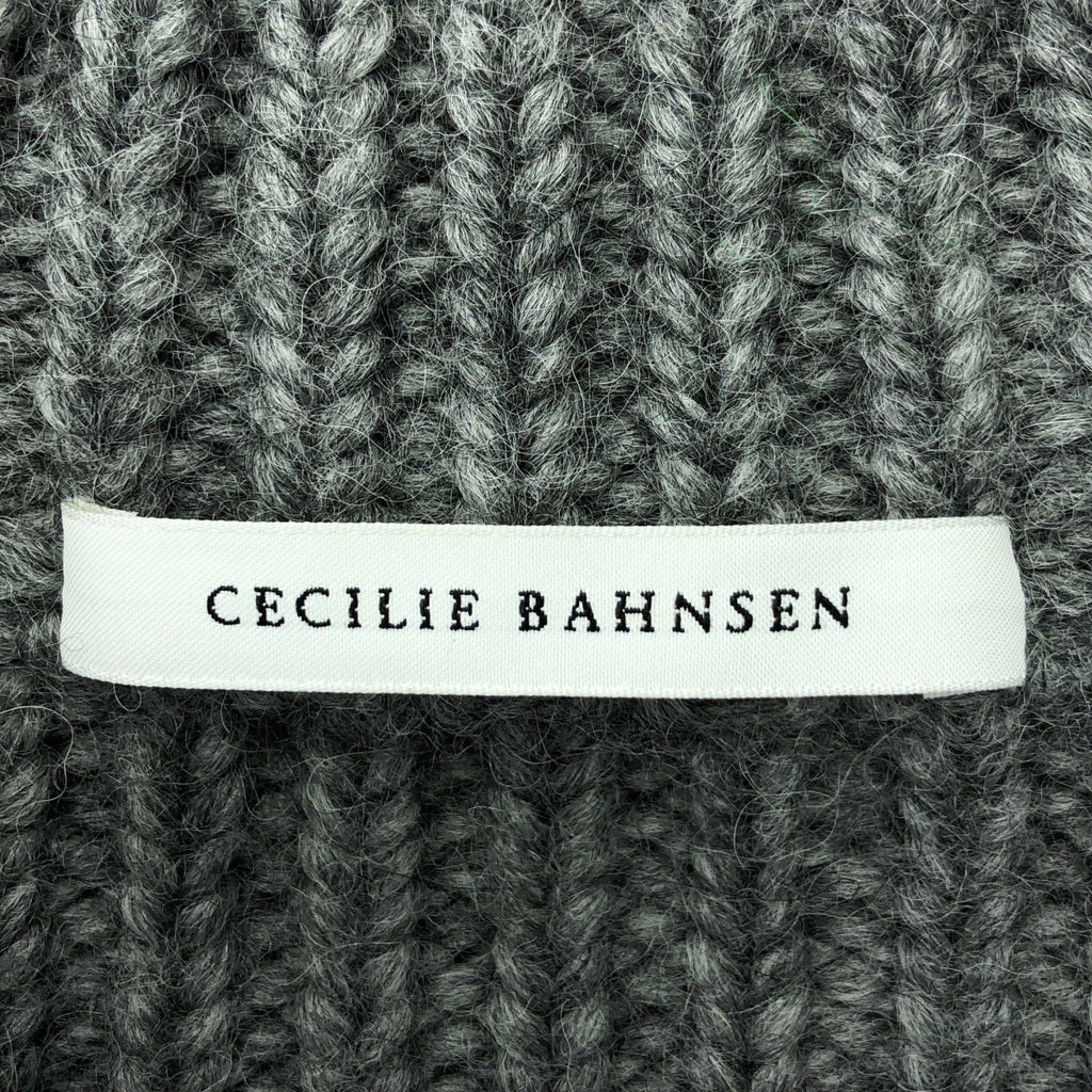 【美品】  Cecilie Bahnsen / セシリーバンセン | ウール アルパカ バックオープン ケーブルニット セーター | M/L | グレー | レディース