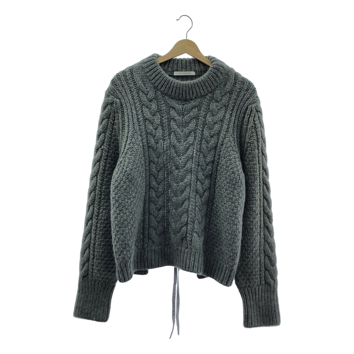 【美品】  Cecilie Bahnsen / セシリーバンセン | ウール アルパカ バックオープン ケーブルニット セーター | M/L | グレー | レディース