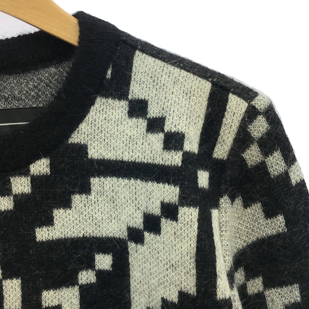 ANREALAGE / アンリアレイジ | HUGE SNOW PATTERN KNIT モヘア ウール混 雪柄 ジャガード クルーネック ニット | 38 | ブラック | レディース