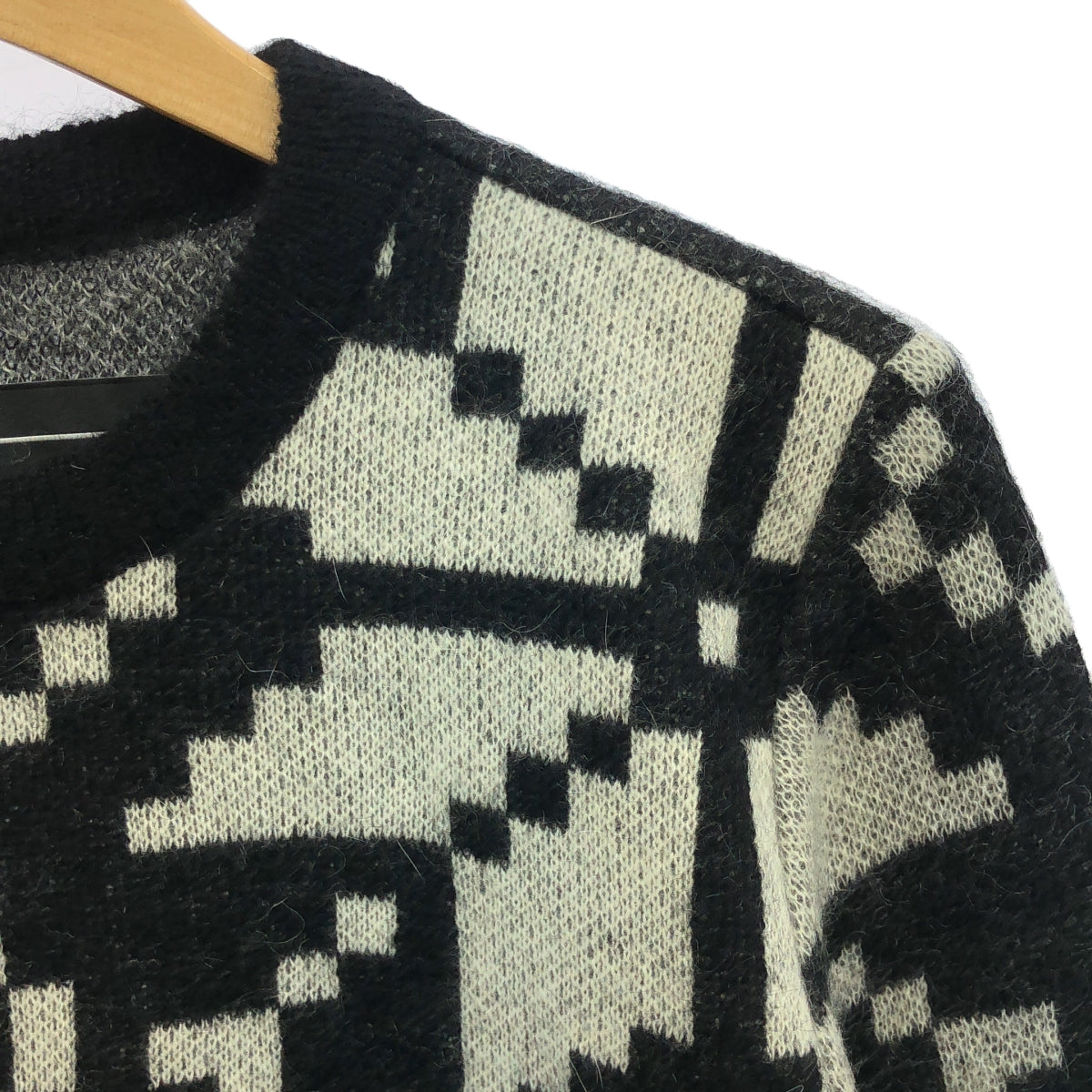 ANREALAGE / アンリアレイジ | HUGE SNOW PATTERN KNIT モヘア ウール混 雪柄 ジャガード クルーネック ニット | 38 | ブラック | レディース