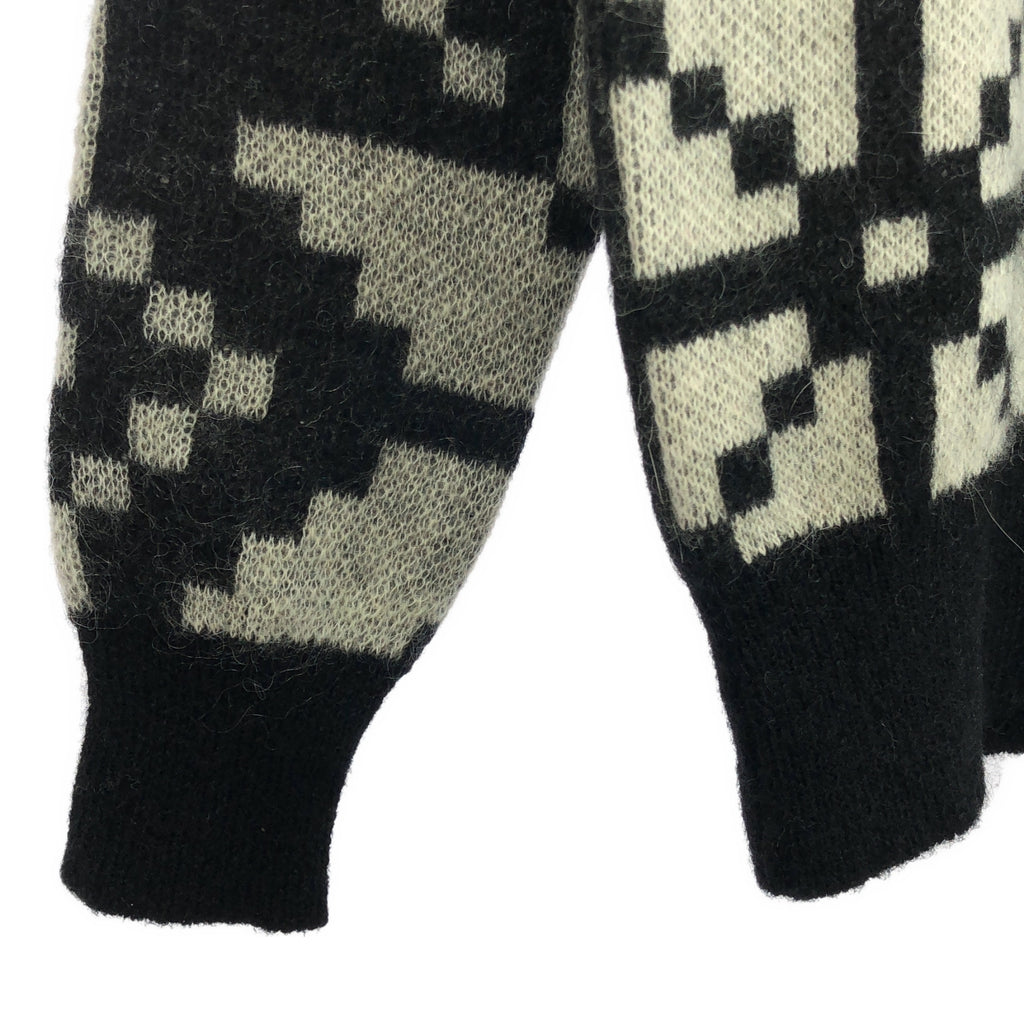 ANREALAGE / アンリアレイジ | HUGE SNOW PATTERN KNIT モヘア ウール混 雪柄 ジャガード クルーネック ニット | 38 | ブラック | レディース