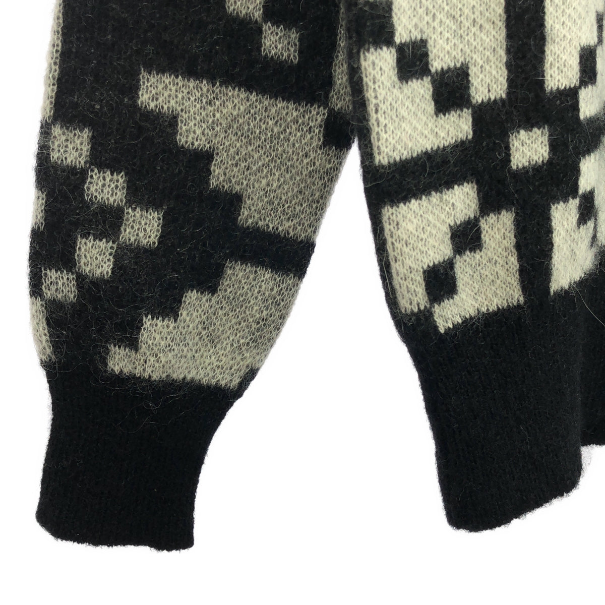 ANREALAGE / アンリアレイジ | HUGE SNOW PATTERN KNIT モヘア ウール混 雪柄 ジャガード クルーネック ニット | 38 | ブラック | レディース