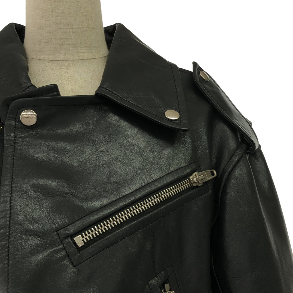 BALENCIAGA / バレンシアガ | 2016AW | SWING TOP LEATHER JACKET スウィング バイカージャケット | 34 | ブラック | レディース