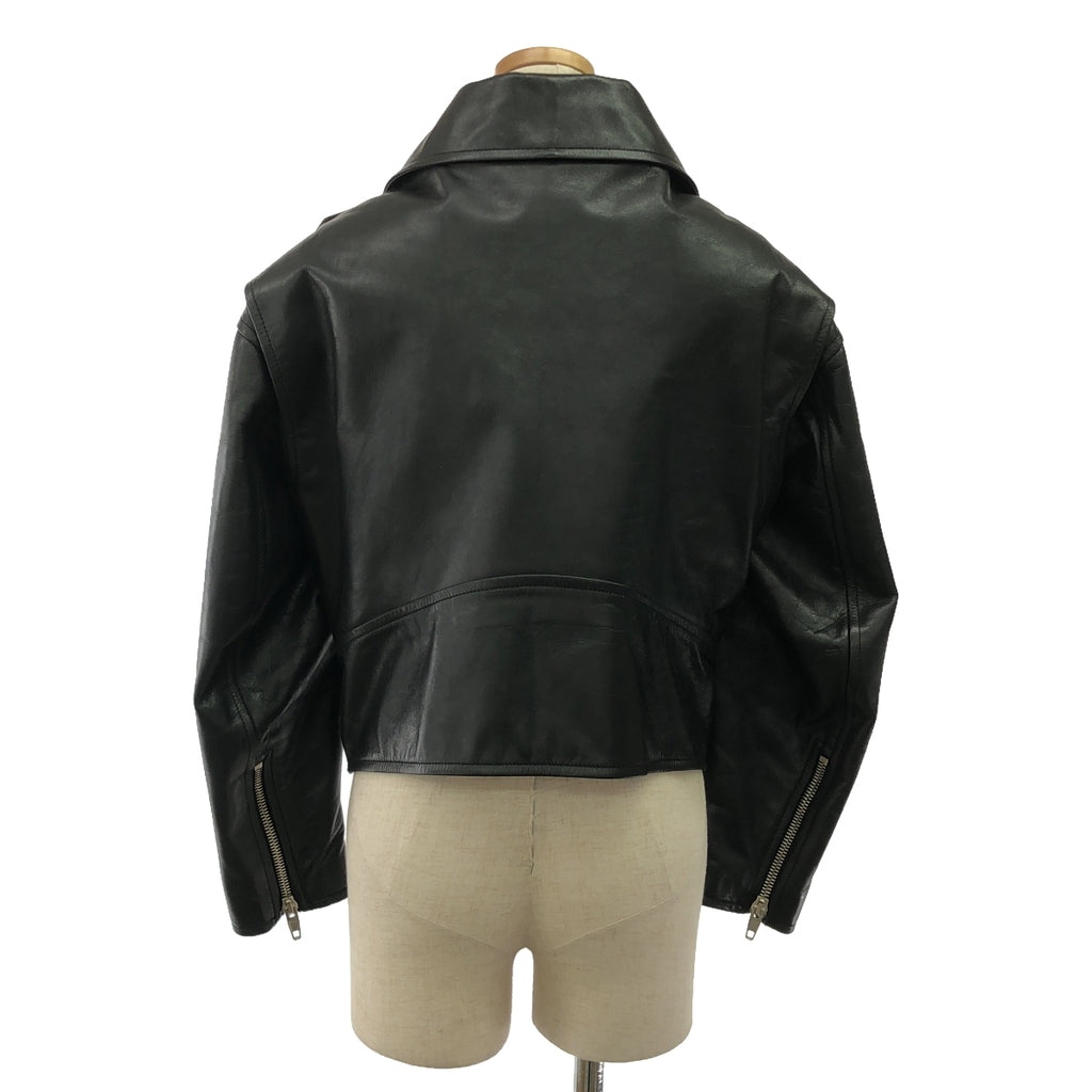 BALENCIAGA / バレンシアガ | 2016AW | SWING TOP LEATHER JACKET スウィング バイカージャケット | 34 | ブラック | レディース