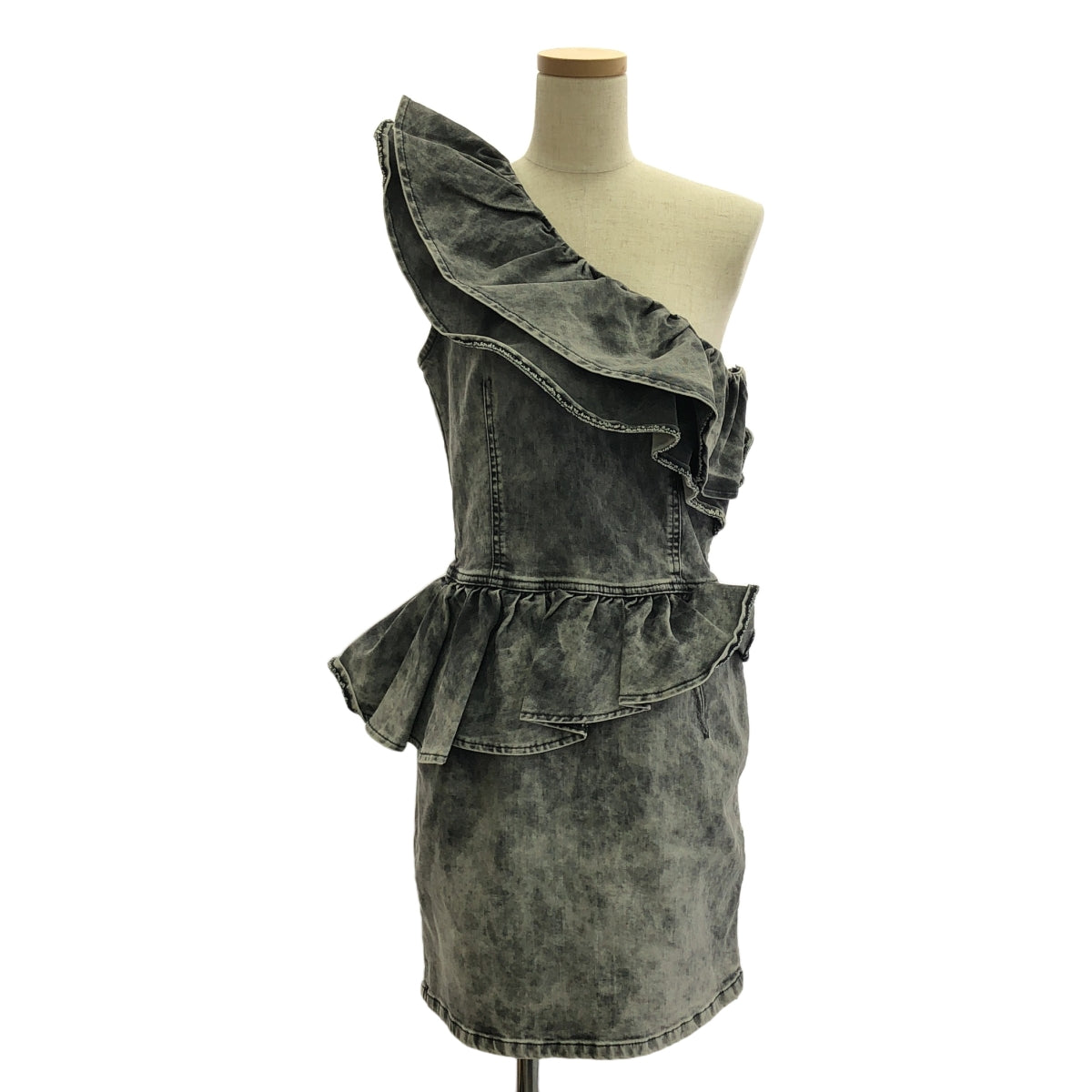 DIESEL / ディーゼル | ワンショルダー ペプラム デニム ワンピース | M | グレー | レディース