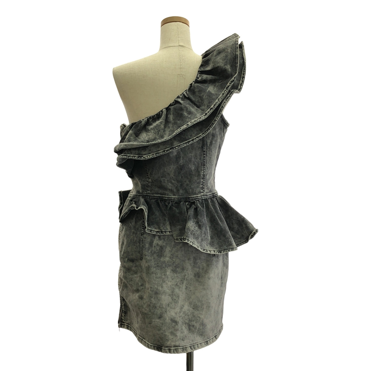 DIESEL / ディーゼル | ワンショルダー ペプラム デニム ワンピース | M | グレー | レディース