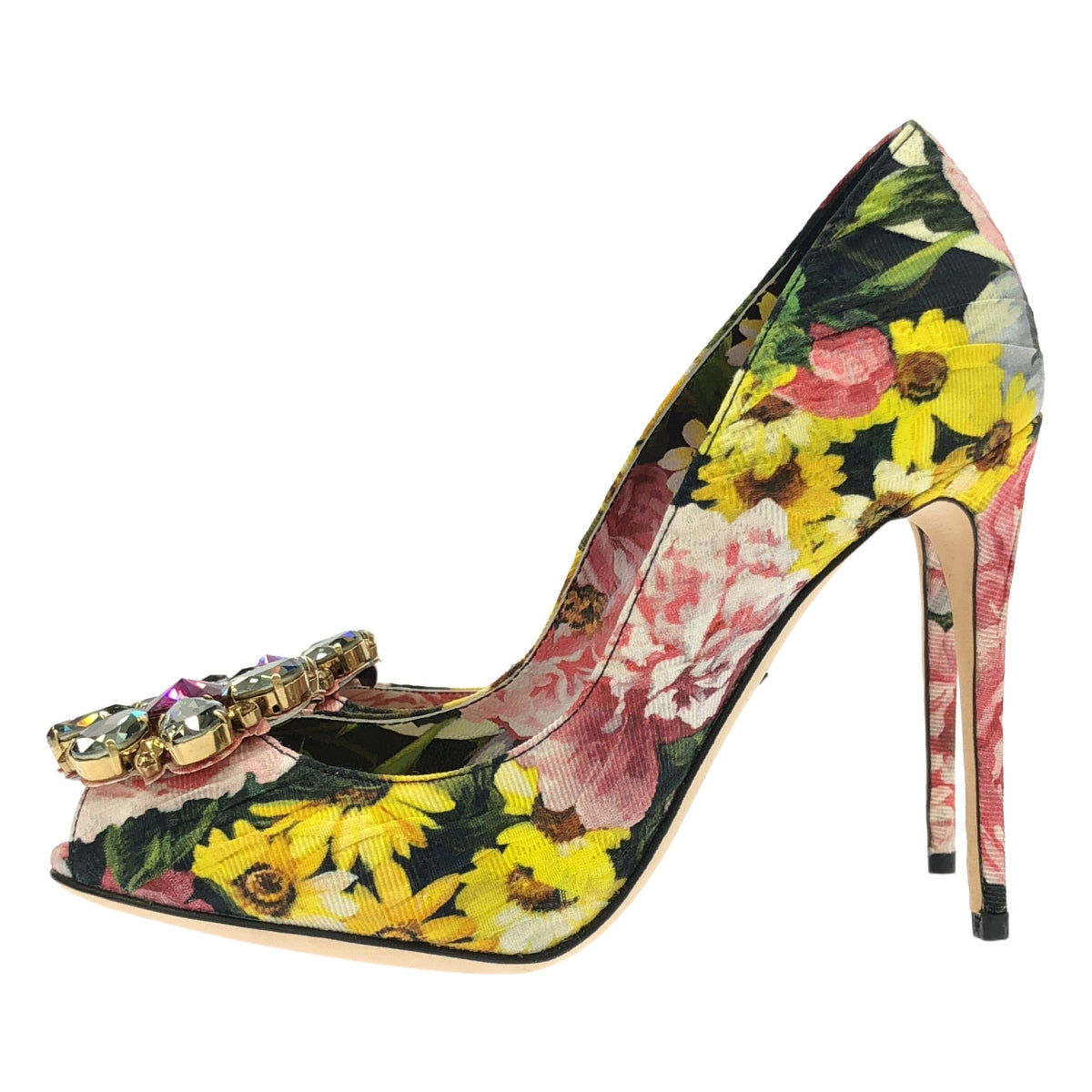 [狀況良好] DOLCE &amp; GABBANA |花朵提花寶石高跟鞋 |尺寸 36 |多色 |女性的