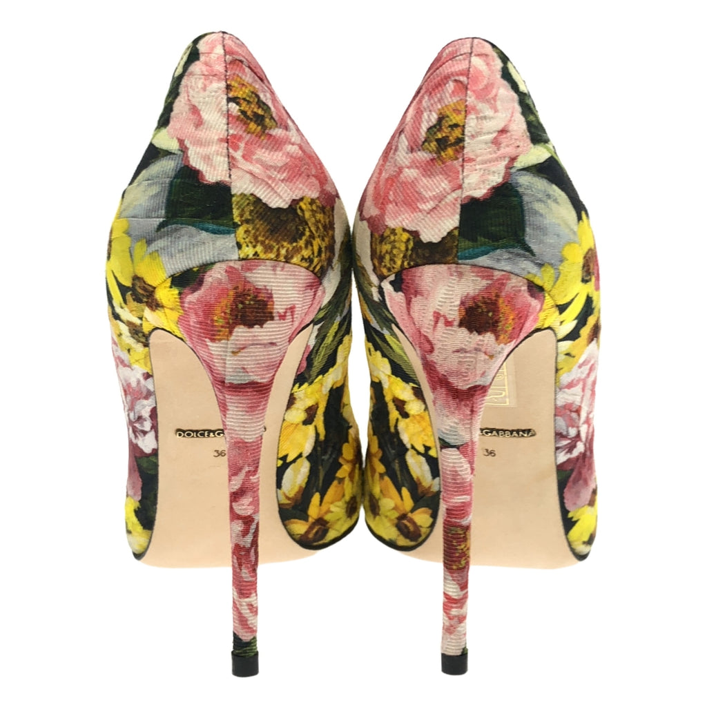 【美品】  DOLCE＆GABBANA / ドルチェ＆ガッバーナドルガバ | フラワー ジャガード ビジュー 装飾 ヒール パンプス | 36 | マルチカラー | レディース